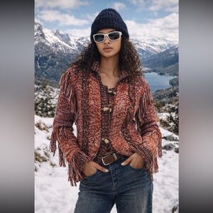 Wool Mandinga Anthropologie NWT Mandinga Rachel Hand-Knit Merino Sweater size M.